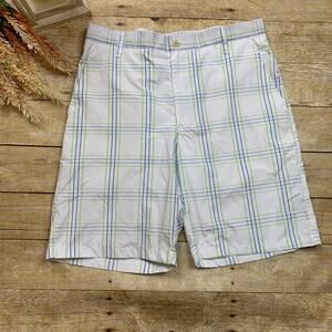 Ben Hogan Performance Mens White Plaid Shorts size 32 Golf Outdoor